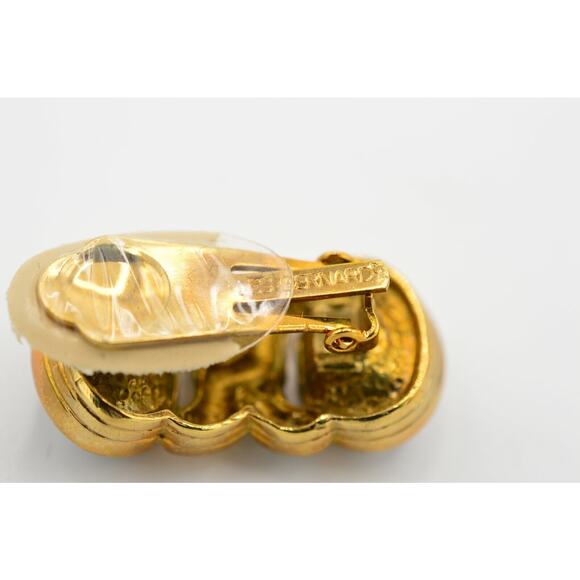 Les Bernard Vintage Clip On Earrings Black Crystal Gold Signed NOS 1980s 9L - Picture 8 of 8